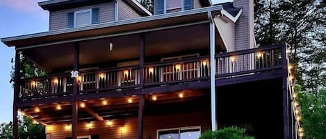 Our spacious mountain home at night….