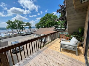 The A-Frame deck overlooking the lake!