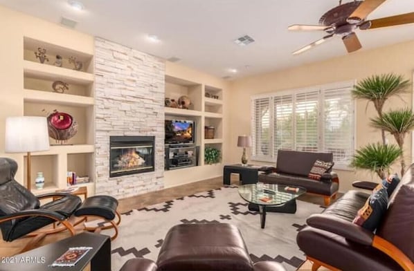 Living room with Fire place.