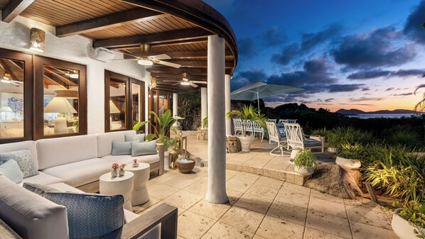 Caribbean sunset from our private cocktail lounge