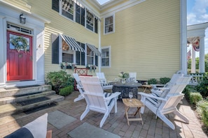 We've added 6 brand new Adirondack chairs and a gas fire pit for your enjoyment.