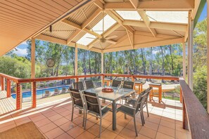 Upstairs outdoor dining