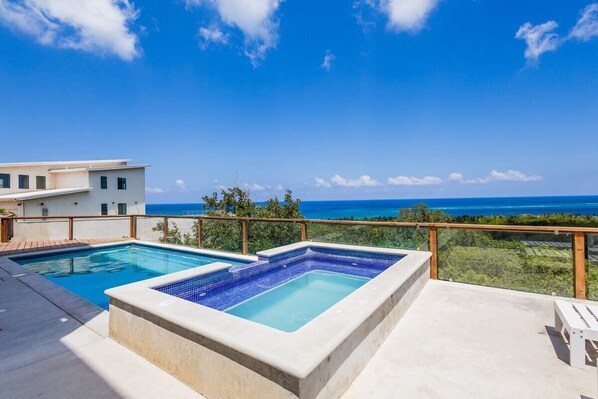 Pool and Hot tub with stunning ocean views