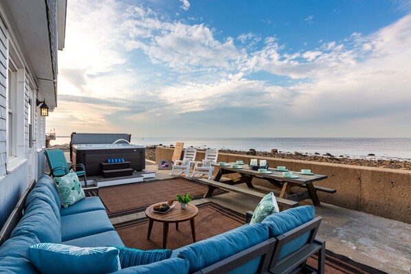 Our outdoor area provides the perfect spot to unwind, with the endless ocean view creating a serene atmosphere.