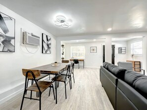 Shared living room, dining room, Laptop-friendly workspace