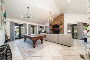 Shoot a game of pool or spread out on the sprawling sectional for a movie.