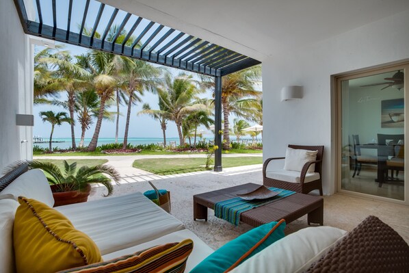 Beach Front Villa - patio overlooking beach