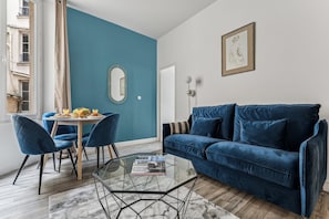 The open-plan living and dining area