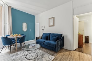 The open-plan living and dining area