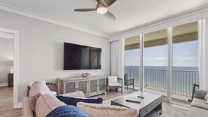 Newly furnished living area with amazing views of the Gulf of Mexico on PCB.