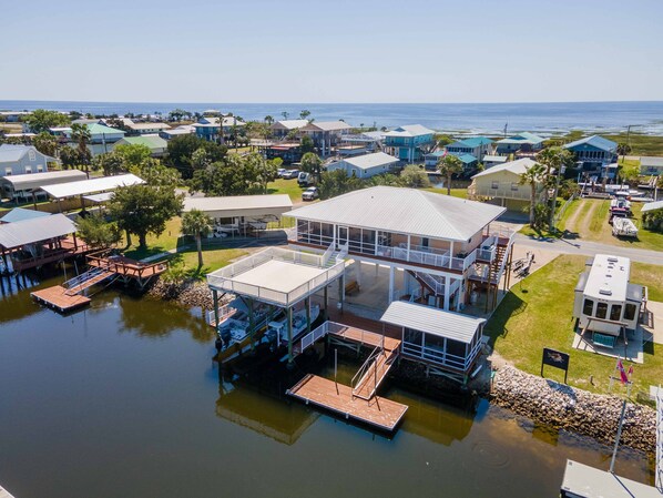 Aerial with Sun Deck and Dock