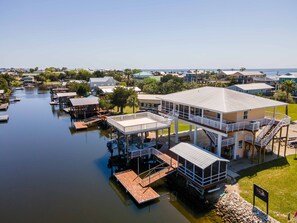 Aerial View of Canal and Home