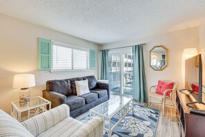 Living Room | Full Sleeper Sofa | Smart TV | Access to Balcony
