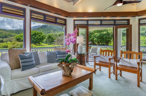 Living area with lush views