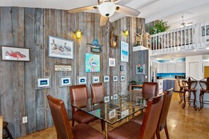Coastal backdrop to dining area