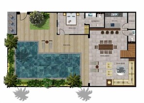 The lay out of the villa