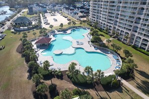 Plenty of room for the whole family in the outdoor pool.