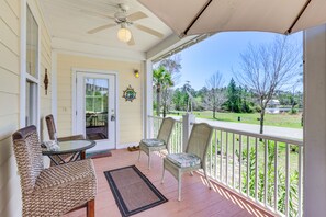 Covered Porch | Outdoor Seating | Lake Views