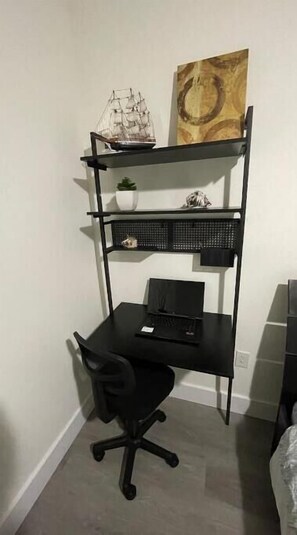 Office desk and chair for remotely working guests
