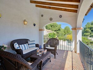 Property, Plant, Table, Building, Porch, Shade, Wood, Interior Design, Chair, Outdoor Furniture