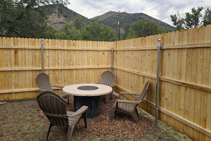 Chill out by the fire and catch a glimpse of the peaks!