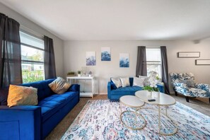 Relax in the comfortable living room furnishings.