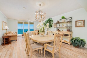 Large, oceanfront dining area