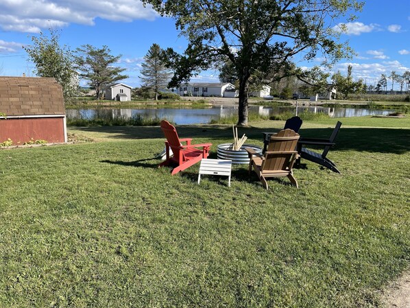 Fire-pit with Adirondack chairs