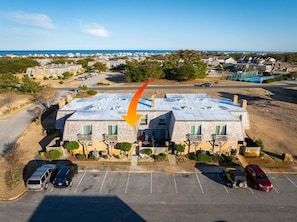Ariel view of our property, located in the Sandpiper Cay Community in Kitty Hawk, NC. 