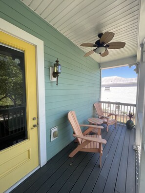 Second floor balcony with distant view of the golf course.