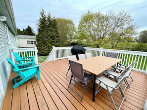 Large deck right off the dining room.