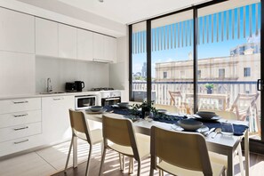 An equipped kitchen.