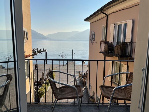 View from the bedroom with small balcony.