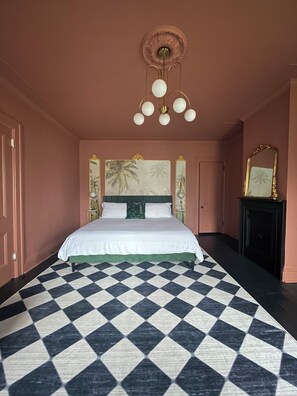 The Rose Room is the largest bedroom and features a king size bed.