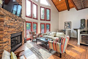 Large windows in living room provide tons of natural light.  