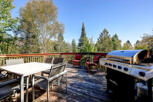 Grande terrasse avec mobilier, bbq et vue exceptionnelle