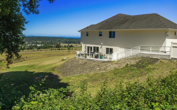 Suite on lower level.  9 Stairs to suite.  Strait of Juan de Fuca in backround.