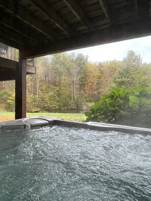 6 Person Hot Tub overlooking pond