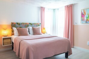 Bedroom1, with a queen-sized bed, and closet