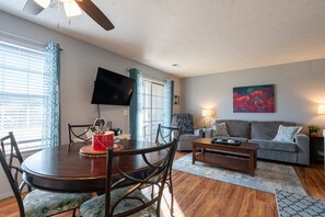 Dining Area and Living Room with HDTV