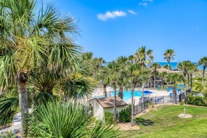Take a plunge in the community pool to cool off!