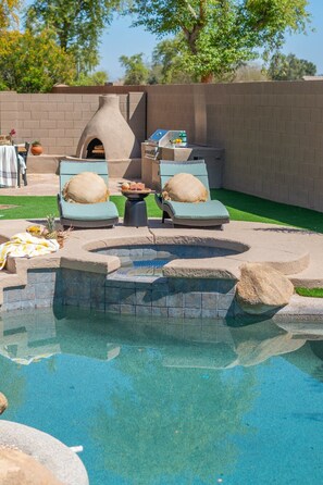 🏊 Dive into luxury with our heated pool, perfect for a refreshing swim any time of the year! Whether you're soaking up the sun or enjoying a moonlit dip, our pool promises relaxation and fun for the whole family.