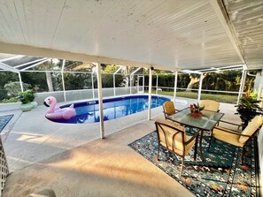 Covered patio area. 