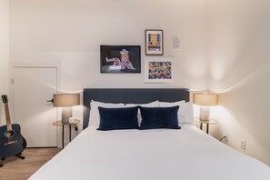Plush king bed.