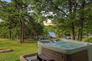 Take a relaxing dip in the hot tub.