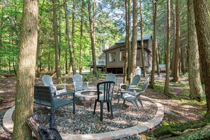 Enjoying the outdoors by the fire pit.