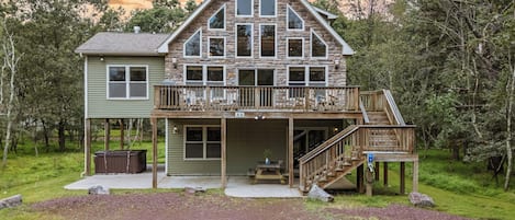 A dream house nestled in the woods.