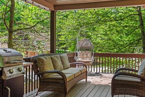 Wooded retreat with a place to relax.