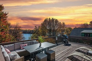 Deck with a view of the surrounding landscape.