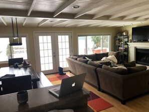 Open concept cottage, view from kitchen 